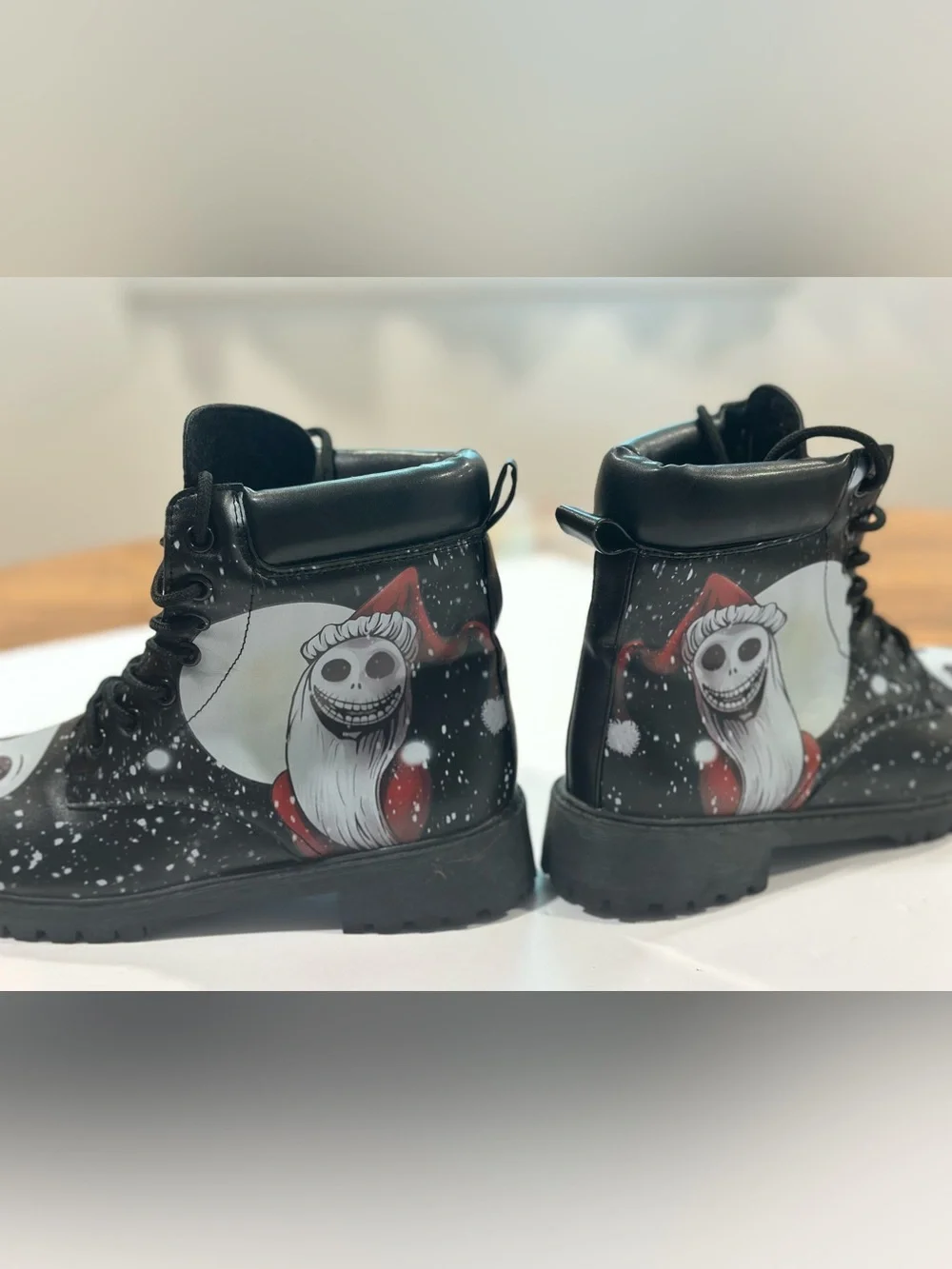 Jack Skellington Women's Black Lace Up Lined Combat Boots Synthetic Size 5.5-6